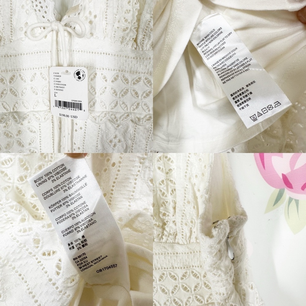 NEW Free People Running Through My Mind Midi Ivory Floral Eyelet Dress L - Picture 14 of 15